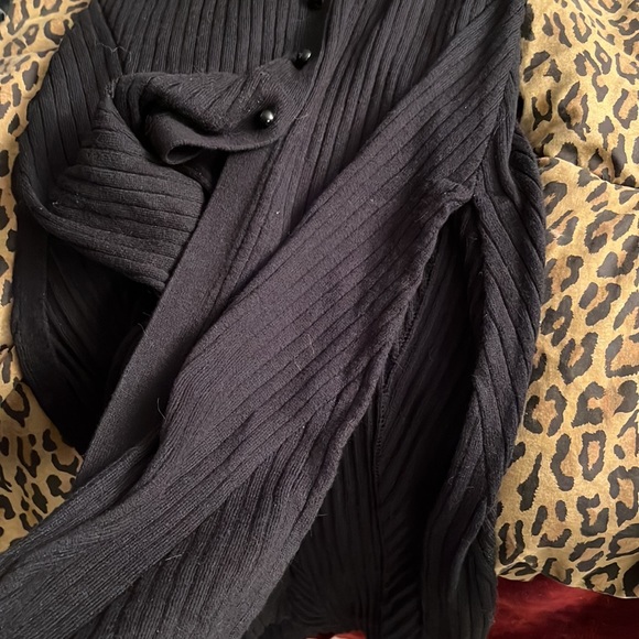 Venus size  small Black ribbed sweater dress or cardigan - Picture 7 of 12